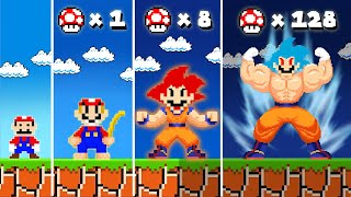 Super Mario Bros But Mario Into SUPER SAIYAN BLUE With Every Mushrooms  Sus Animation [upl. by Atiuqahs]