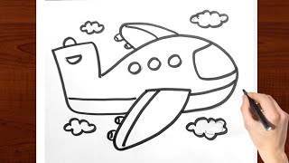 Aeroplane Drawing for kids  How to draw Aeroplane for kids easy step by step  Kids Drawing [upl. by Lamar]