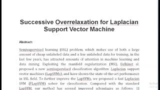 Successive Overrelaxation for Laplacian Support Vector Machine [upl. by Sedecrem]