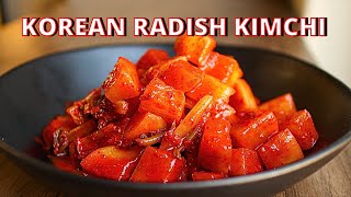 VEGAN KKAKDUGI RECIPE KOREAN RADISH KIMCHI [upl. by Craddock833]