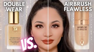 ESTEE LAUDER DOUBLE WEAR VS CHARLOTTE TILBURY AIRBRUSH FLAWLESS FOUNDATION  Review amp Wear Test [upl. by Nador671]