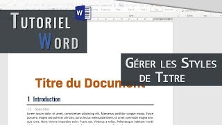 Word  Modifier les Styles de Titre [upl. by Hakeber]