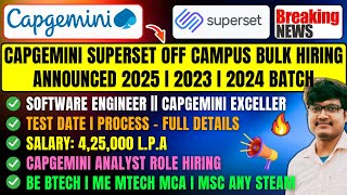 Finally Capgemini Official Analyst Role Mass Hiring Announced OFF Campus Drive 202520242023 Batch [upl. by Harlie]