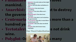 One Word Substitution  Vocabulary  English Language english [upl. by Schulman315]