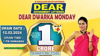 DEAR DWARKA MONDAY WEEKLY DRAW TIME 1 PM DRAW DATE 12022024 NAGALAND STATE LOTTERIES [upl. by Sallee]