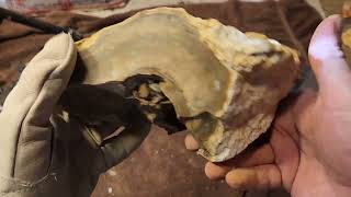 1465  Thinning Problematic Stone  Flintknapping [upl. by Lorianne429]