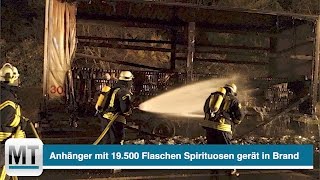 Anhänger mit 19500 Flaschen Spirituosen gerät in Peterhagen Brand [upl. by Werda]