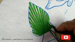 Bordado para rellenar una hoja Puntada fácil para pétalos y hojas bordados puntadas stitching [upl. by Nagrom]