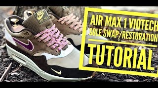 Sole Swap⚡️ Air Max 1 Viotech and Full Restoration [upl. by Dupaix31]