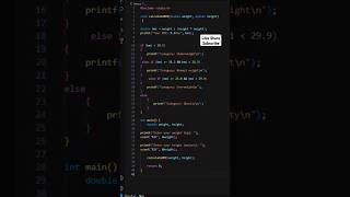 BMI Calculation Code in C Language In VS Codecodequestcoding clanguage ytshorts [upl. by Yggep522]