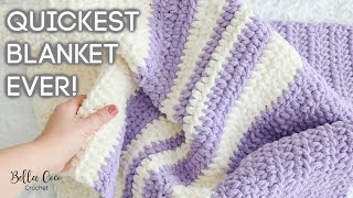 HOW TO CROCHET A FAST AND EASY BLANKET  BEGINNER FRIENDLY  MAKE IN 3 HOURS  Bella Coco Crochet [upl. by Notsla]