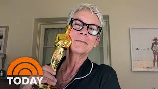 Jamie Lee Curtis gets emotional talking about her Oscar win [upl. by Brodench]