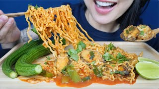 SPICY NOODLES ASMR EATING SOUNDS NO TALKING  SASASMR [upl. by Casia]