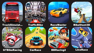 Race Master 3DTruck SimulatorLine RaceBB Racing 2Bike Stunt 3DCarRaceTraffic RiderBike Racing [upl. by Gigi]