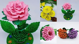 4 Types of Flowers  Beautiful Foam Paper Flower Making at Home  Home Decoration Craft  DIY Crafts [upl. by Lanae]