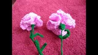 Crochet Carnation Flower Type 1 Tutorial [upl. by Ahsimit]