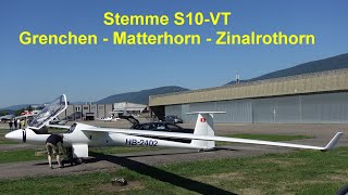 Swiss Alps Gliding Stemme S10VT to Mattternhorn and Zinalrothorn [upl. by Ahsinuq790]