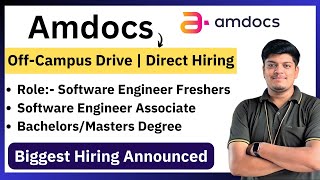 Amdocs Biggest OffCampus Hiring  Direct Hiring  Software Engineer Freshers  BachelorMasters [upl. by Hardy]