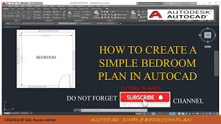 Simple bedroom house plan practice drawing in AutoCAD AutoCAD 2019 Hind tutorial [upl. by Thielen]