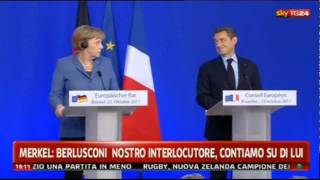 La Merkel e Sarkozy ridono di Berlusconi 231011 [upl. by Leventis]