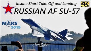 🔵 SU57 INSANE SHORT TAKEOFF  LANDING AT MAKS AIRSHOW [upl. by Wind]