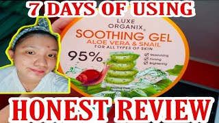 SOOTHING GEL ALOE VERA AND SNAIL  7 DAYS OF USING  HONEST REVIEW [upl. by Casavant]