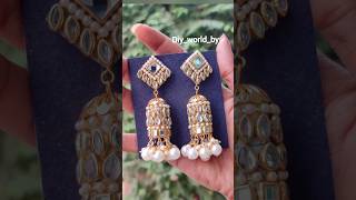 DIY Earrings with Waste Material🤩❤️ Kundan stone Earrings shorts trending earrings viralshorts [upl. by Airakaz]