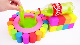 Satisfying Video  Mixing Rainbow Kinetic Sand With Coca Cola Slime Bottle Cutting ASMR [upl. by Nahgeam]