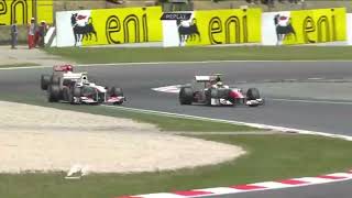 Vitantonio Liuzzi contact with Sergio Perez Spanish GP 2011 [upl. by Jeunesse]