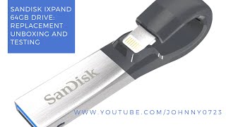 Replacement SanDisk iXpand 64GB flash drive  Unboxing and test on large iPhone video file [upl. by Dowdell]