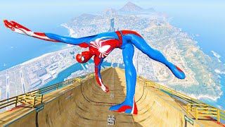 GTA 5 Spiderman vs Biggest Ultra Ramp Spiderman Mc queen Cars Bikes Trucks  bus Jumps in GTA V [upl. by Cofsky]