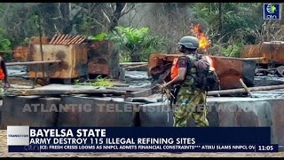 Bayelsa state Army destroy 115 Illegal refining sites [upl. by Hospers]