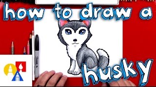 How To Draw A Cartoon Husky [upl. by Panaggio147]