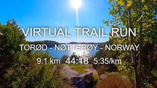 Virtual Trail Run  Nøtterøy Norway  Forest amp Coast  Autumn  Beautiful Sunshine  Treadmill [upl. by Aihsenrad]