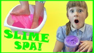 SUPER FUN SLIME SPA with AVA ISLA and OLIVIA plus Candy Treats [upl. by Kampmann]