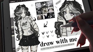 draw with me ₊˚🎧 asmr ⭑ᐟ a new character on procreate real time process drawing asmr no bgm [upl. by Nekciv]