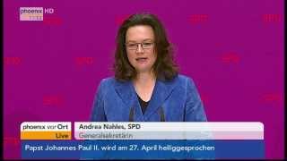 SPD Pressekonferenz mit Generalsekretärin Andrea Nahles am 30092013 [upl. by Debera]