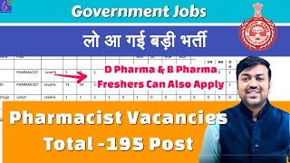 Pharmacist Vacancy 2024  Pharmacist Recruitment at HSSC Total 195 Posts  Pharma Govt Jobs [upl. by Aonian771]