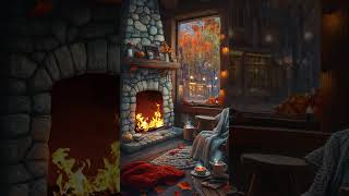 Peaceful Evening with Rain amp Fireplace 🌧️🔥 fireplace rain naturesounds relaxingsounds [upl. by Safoelc]