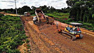 Good Skills Backfilling Soils for building foundation road pushed By expert Komatsu Dozer [upl. by Nnylaehs]