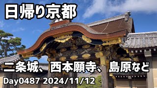 Day0487日帰り京都、元離宮二条城、西本願寺、新撰組の刃傷もある角屋旧揚屋等、京都の観光資源の物量は凄い【2024年11月12日】 [upl. by Glick]