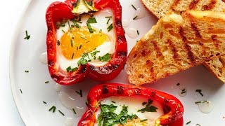 Easy Low Carb Breakfast Idea  Bell Pepper And Egg  Breakfast Recipe  Schnelles Low Carb Frühstück [upl. by Nirel224]