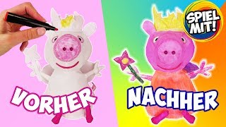 PEPPA WUTZ Plüschtier selber anmalen amp gestalten  DIY Peppa Pig zum bemalen Spiel mit mir deutsch [upl. by Attenod]