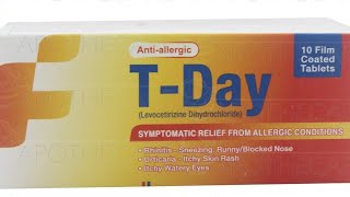 TDay tablet 10mg uses in urdu Levocetirizine dihydrochlorideanti allergic treatment [upl. by Asus16]