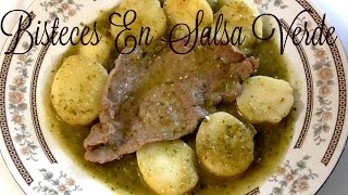 COMO HACER GUISADO ECONOMICO BISTECES EN SALSA VERDE CON PAPAS Y NOPALES [upl. by Ahsinyt]