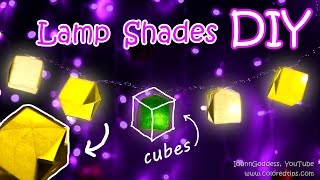 DIY Paper Lamp Shades For String Lights  How To Make Origami Cubes Lamp Shades [upl. by Materse]