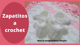 Cómo tejer zapatitos escarpines tejidos a Crochet Presilla y botón forrado 🌺🌻 [upl. by Joerg]