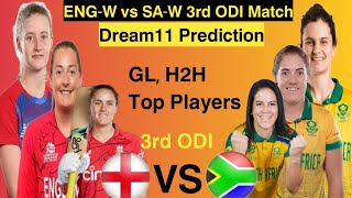 WOMENS CRICKET 2024 ENGW vs SAW 3rd ODI Dream11 Prediction TODAY [upl. by Ahcsrop225]