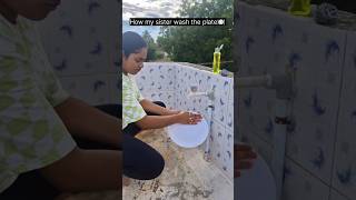 How my sister wash the plate 🍽 😱TomampJerry 😩DiyaIshwarya shorts viralvideo [upl. by Anilas]