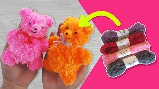 DIY POM POM BEAR  WOOL YARN TEDDY BEAR HOW TO MAKE a POM POM BEAR ART AND CRAFTS FOR KIDS [upl. by Farwell129]